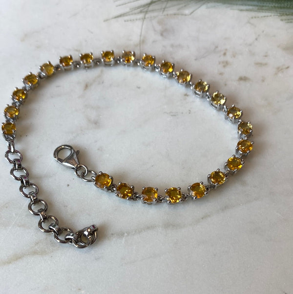 Citrine Round Faceted Sterling Silver Bracelet-Bracelets-Angelic Healing Crystals Wholesale